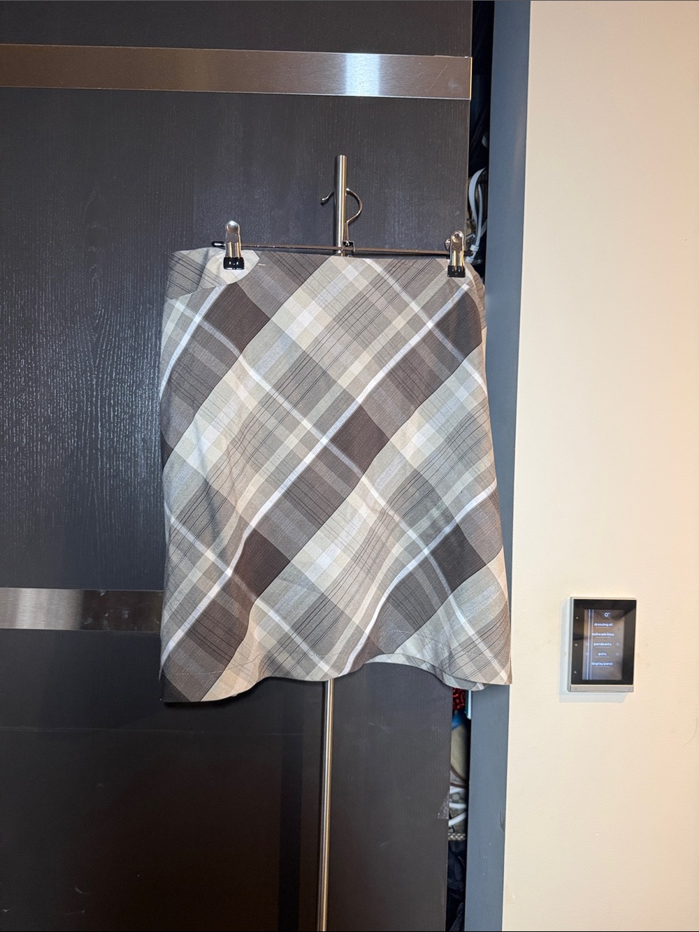 Checked A-Line Mini Skirt in Gray and Cream golf skort